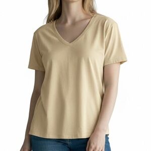 American Eagle Soft & Sexy V-Neck Short Sleeve T-Shirt in Yellow